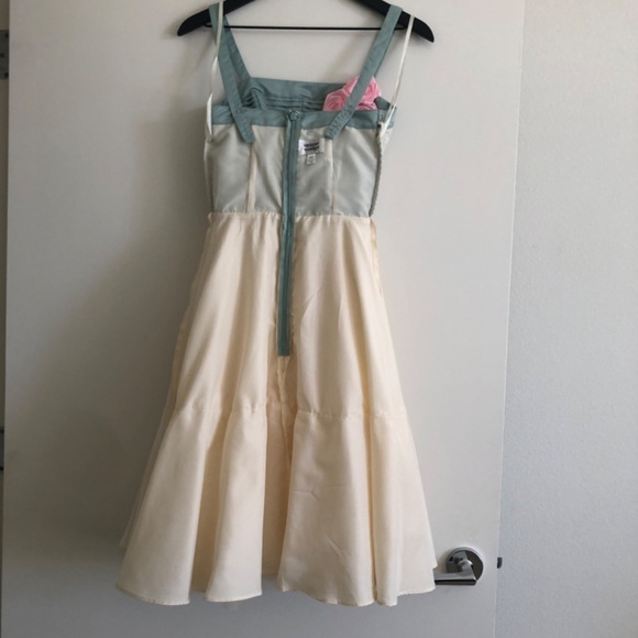 Unique Vintage Sage & Ivory Tulle Swing Cocktail Dress, XS, NWT - Picture 8 of 11